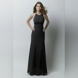 WTOO Watters & Watters Long Black Halter Formal Prom Dress Holiday Size 10
